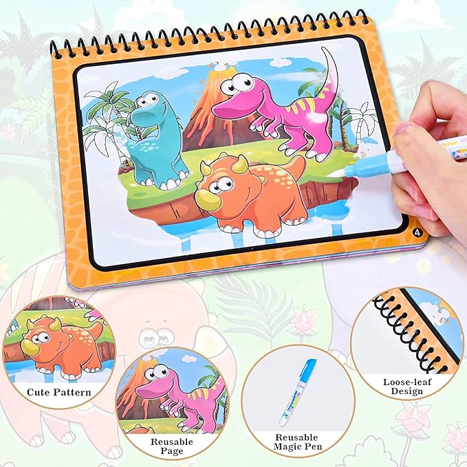 WaterWonder™ Magic Water Book – Reusable, Mess-Free Coloring (4 Books & 4 Pens)
