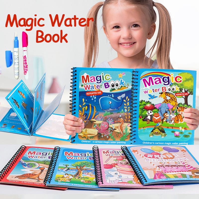WaterWonder™ Magic Water Book – Reusable, Mess-Free Coloring (4 Books & 4 Pens)